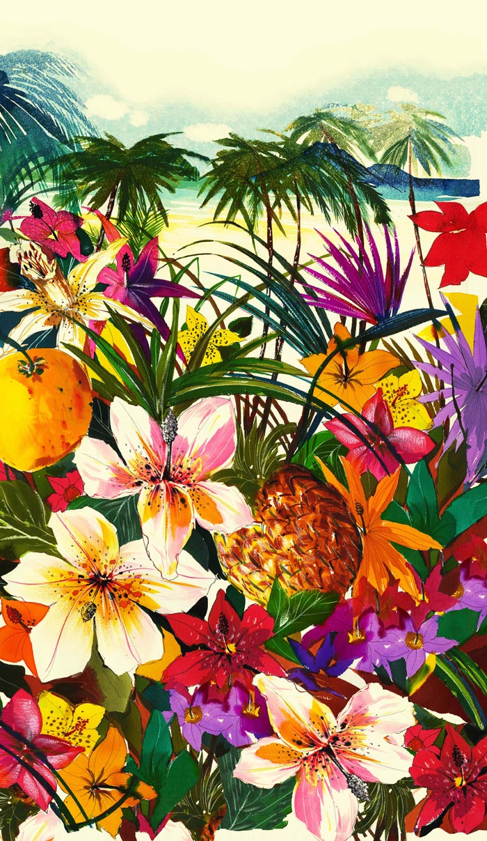 This dreamy tropical print makes us want to pack our bags with warm 700x1207