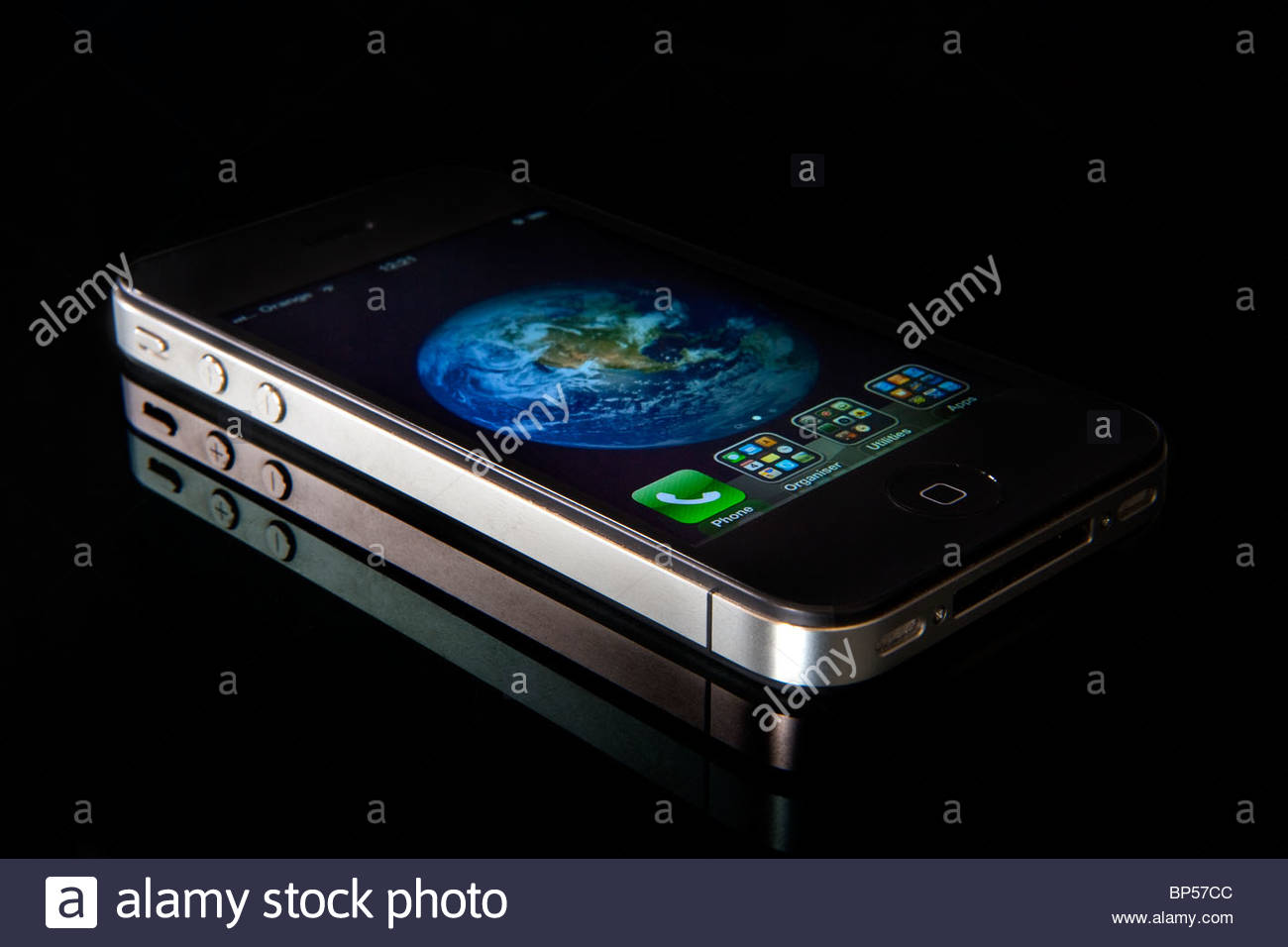 Apple Mac iPhone 4g On Black Background Stock Photo
