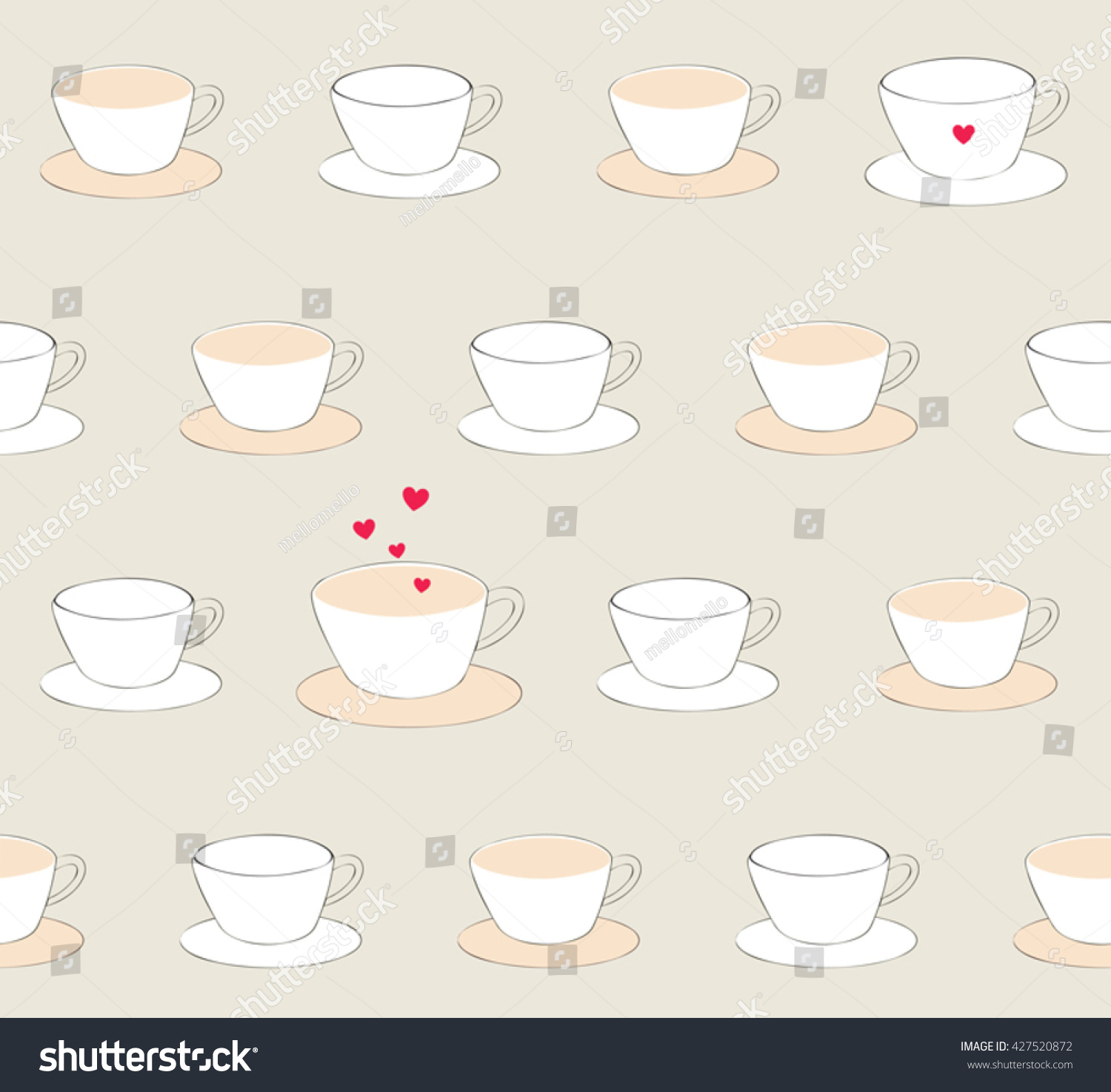 Sweet Cute Pastel Coffee Cup Heart Stock Vector Royalty Free