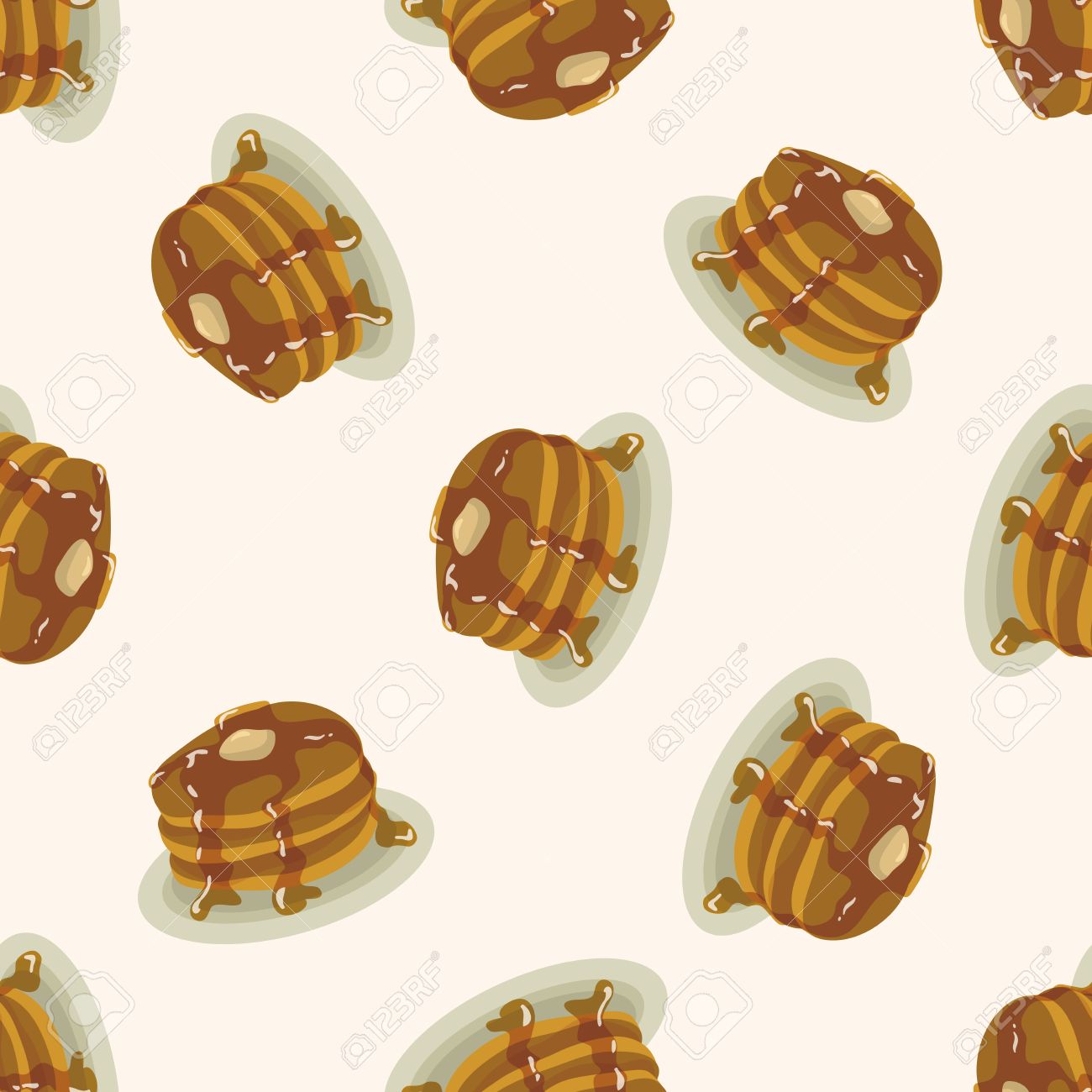 Pancake Cartoon Seamless Pattern Background Stock Photo Picture