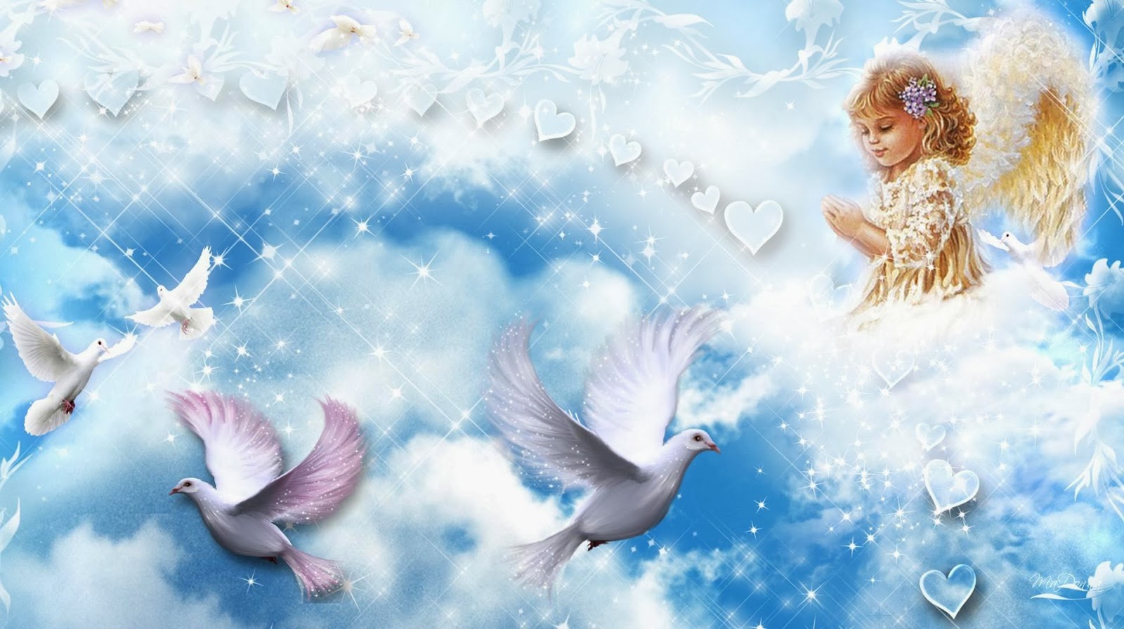Angels and doves wallpaper   beautiful desktop wallpapers 2014