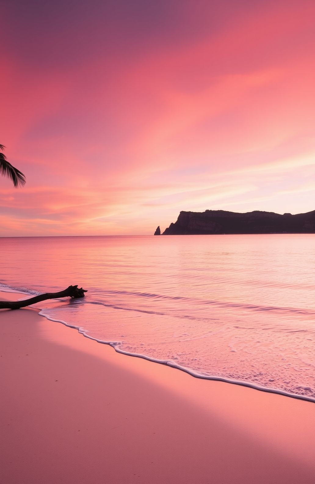 Pink Beach Sunset Wallpaper