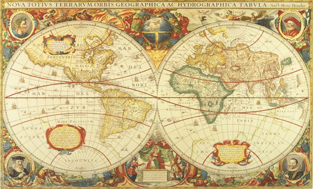 Old World Map Wall Mural By Henricus Hondius Circa