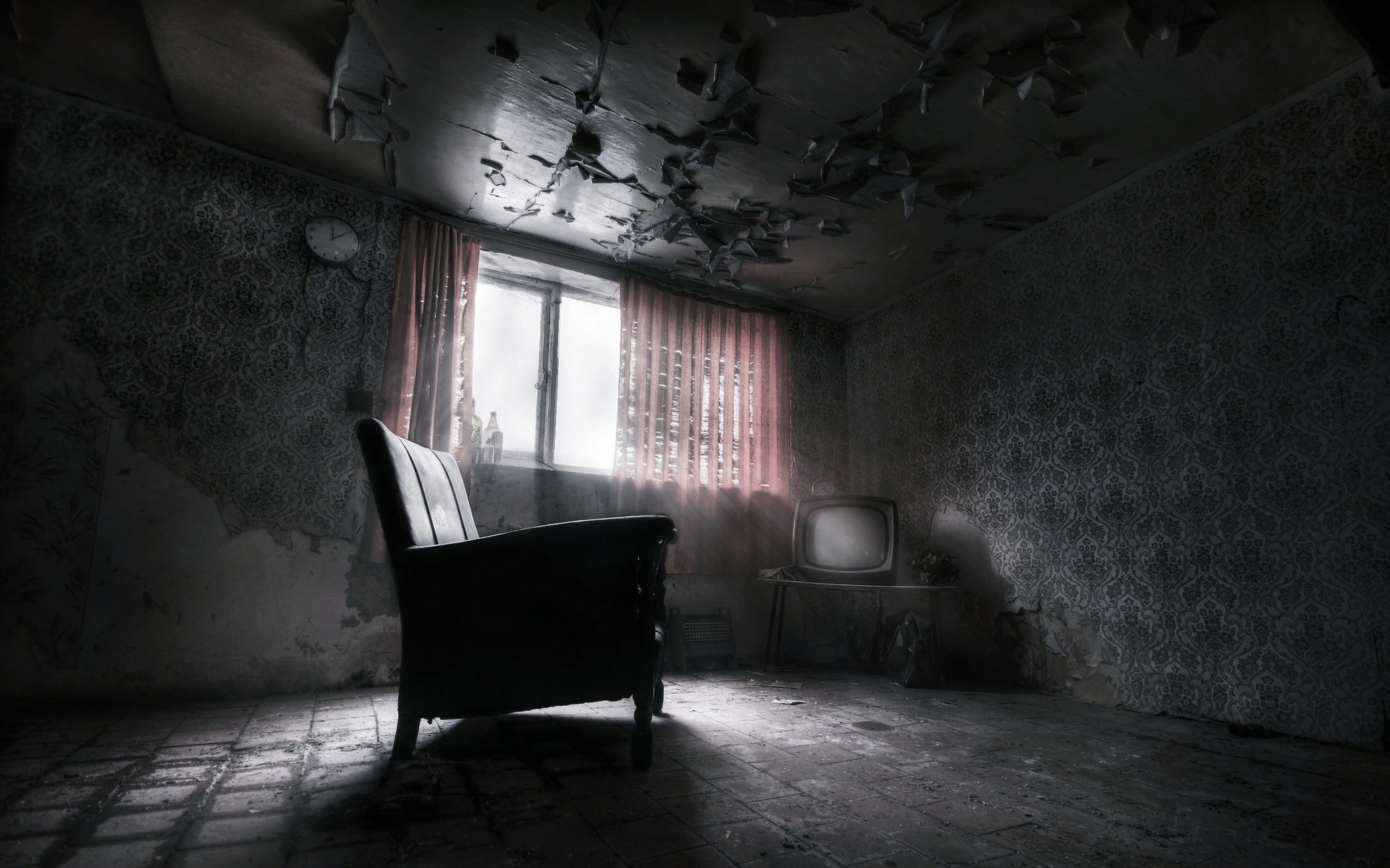 Room Furniture Interior Dark Ruins Wallpaper