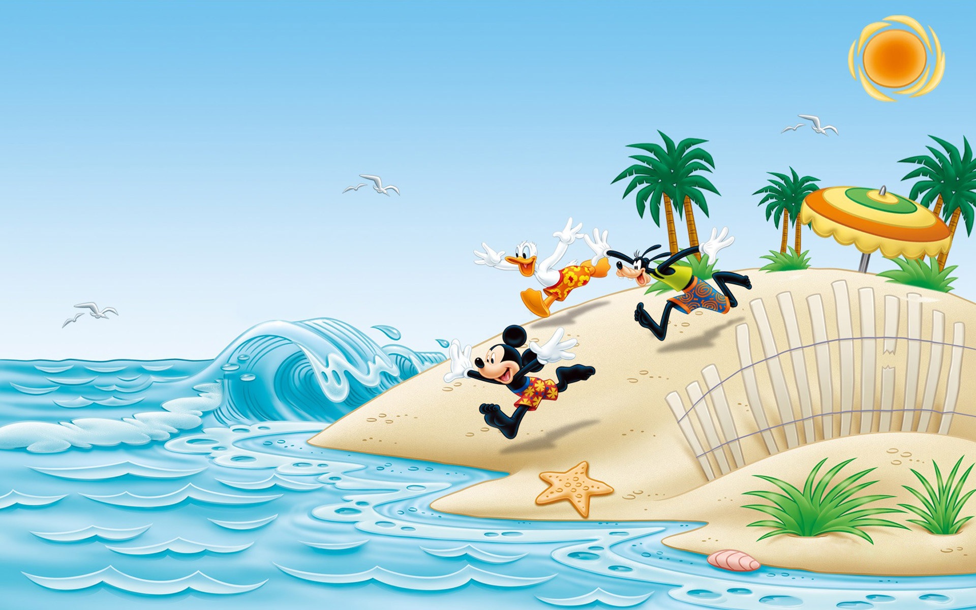 Mickey Mouse Donald Duck Goofy Holiday At The Beach Image
