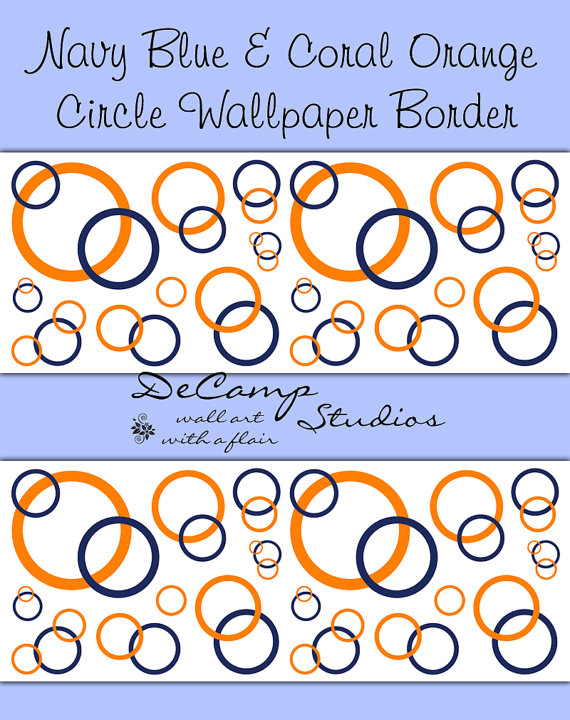 Free download Items similar to NAVY BLUE CORAL Orange Circle Wallpaper