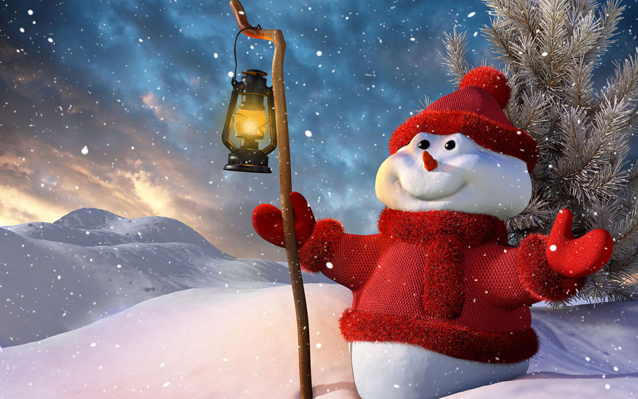Christmas Snowman HD Design Wallpaper Holiday