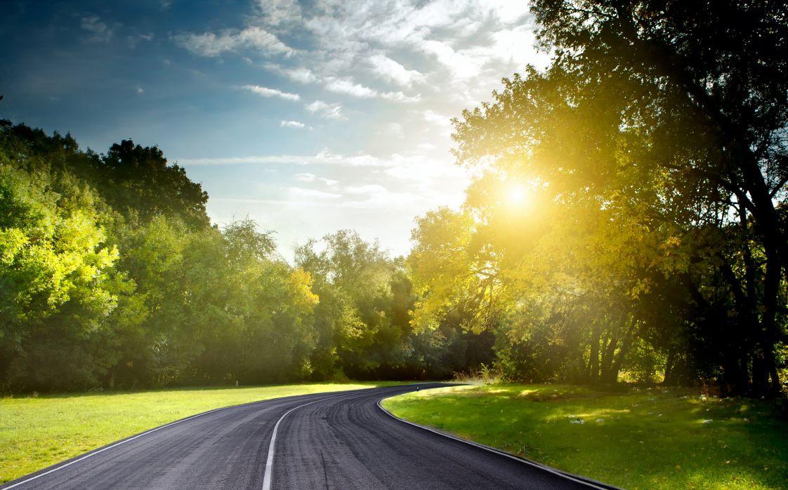 Road Nature Sun Light Summer Sunrise Sunset Wallpaper