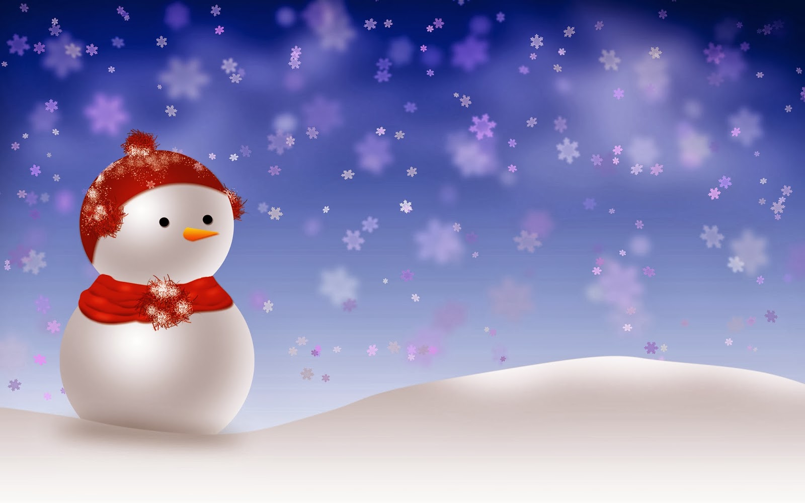 Merry Christmas Snowman Greetings And Widescreen Background