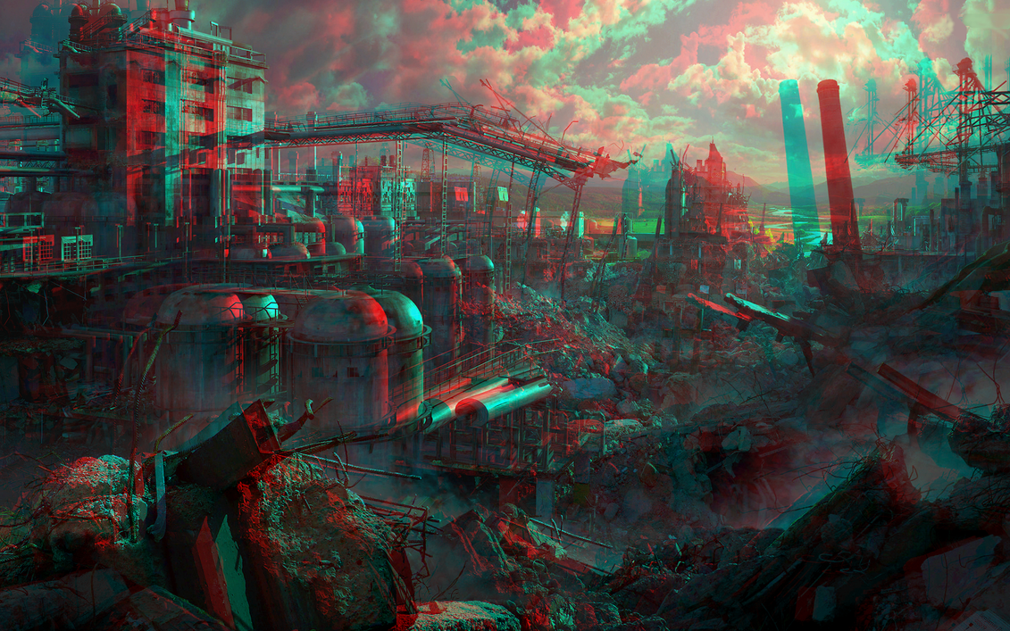 Ruins 3D Anaglyph Red Cyan by Fan2Relief3D on Dark