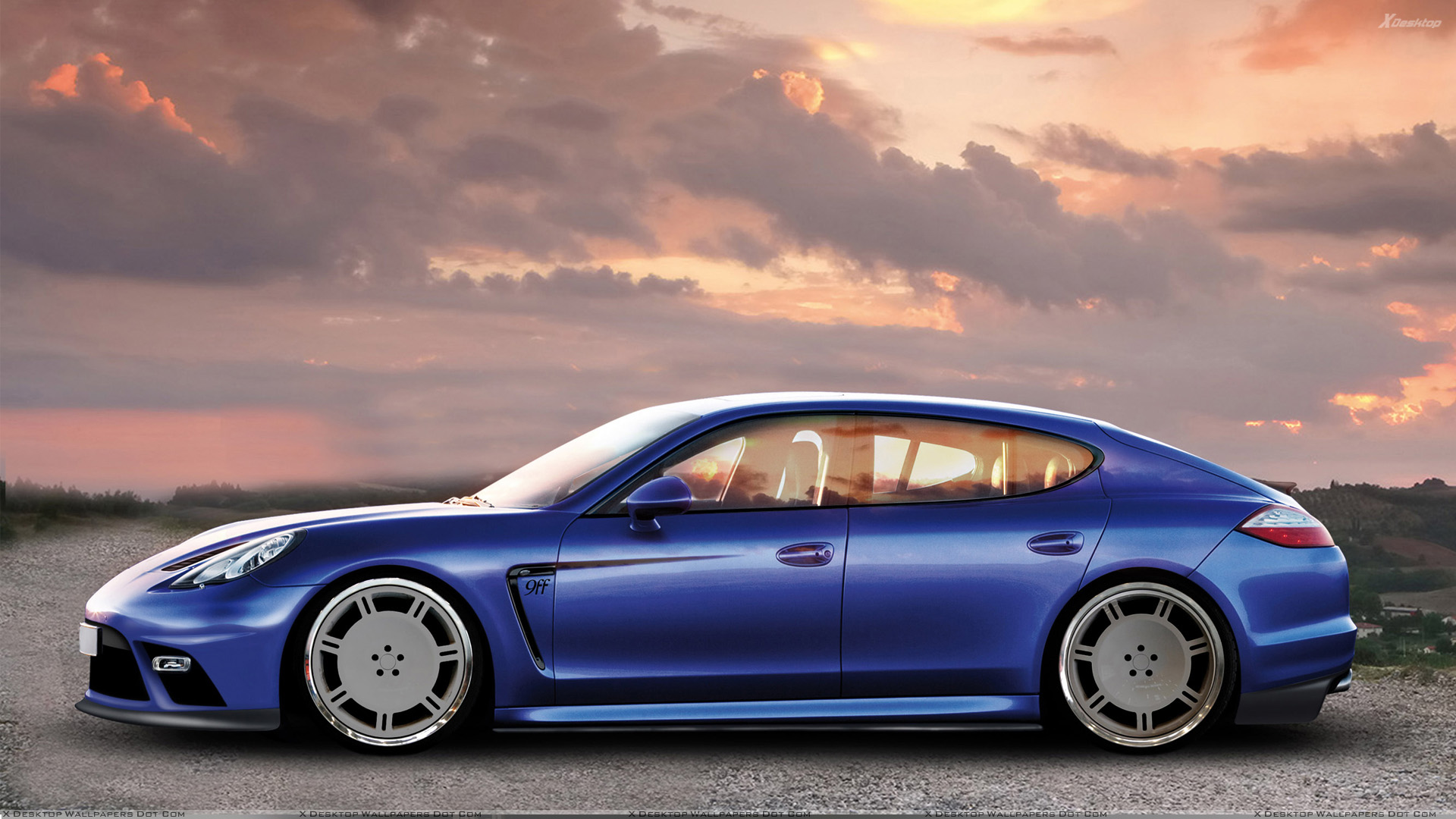 Side Pose Of 9ff Porsche Panamera Turbo In Blue Wallpaper