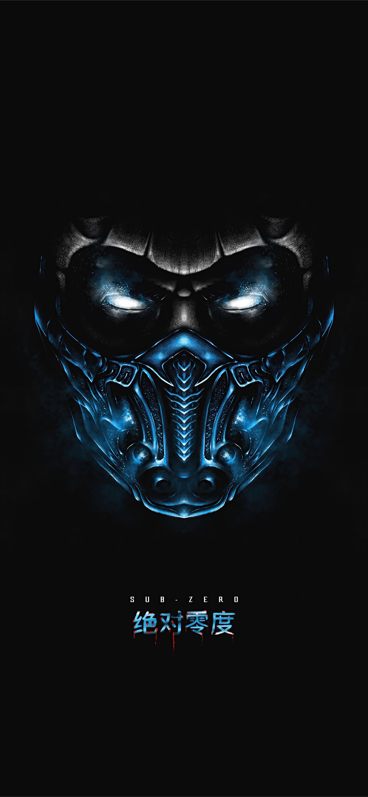 Sub Zero Mortal Kombat Dark Minimal 8k iPhone Wallpaper