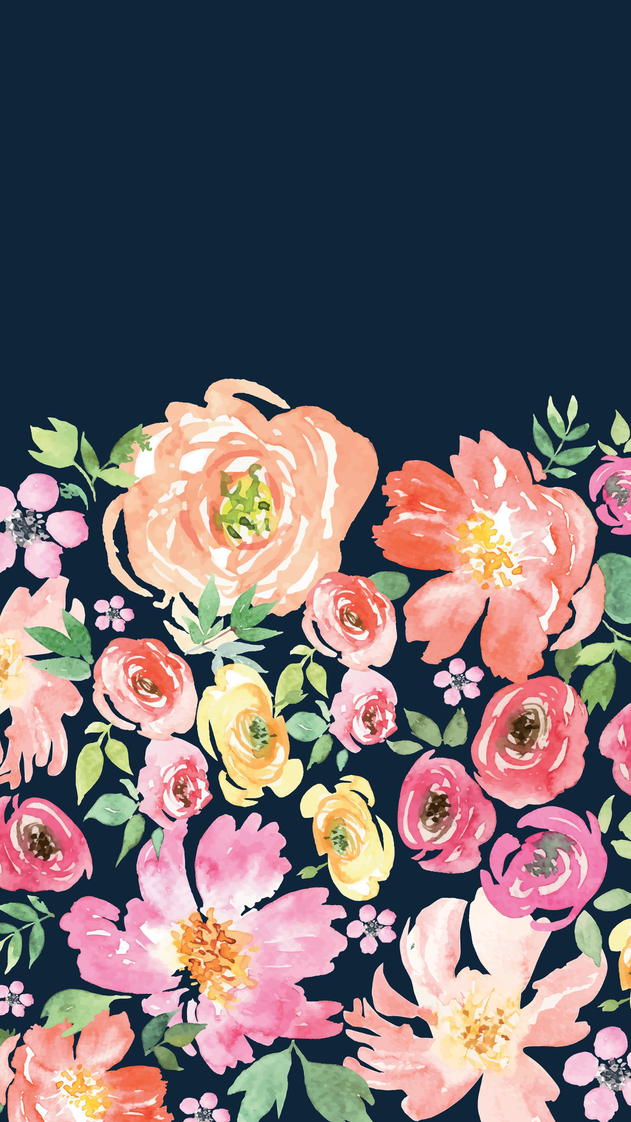 Navy Floral Wallpaper