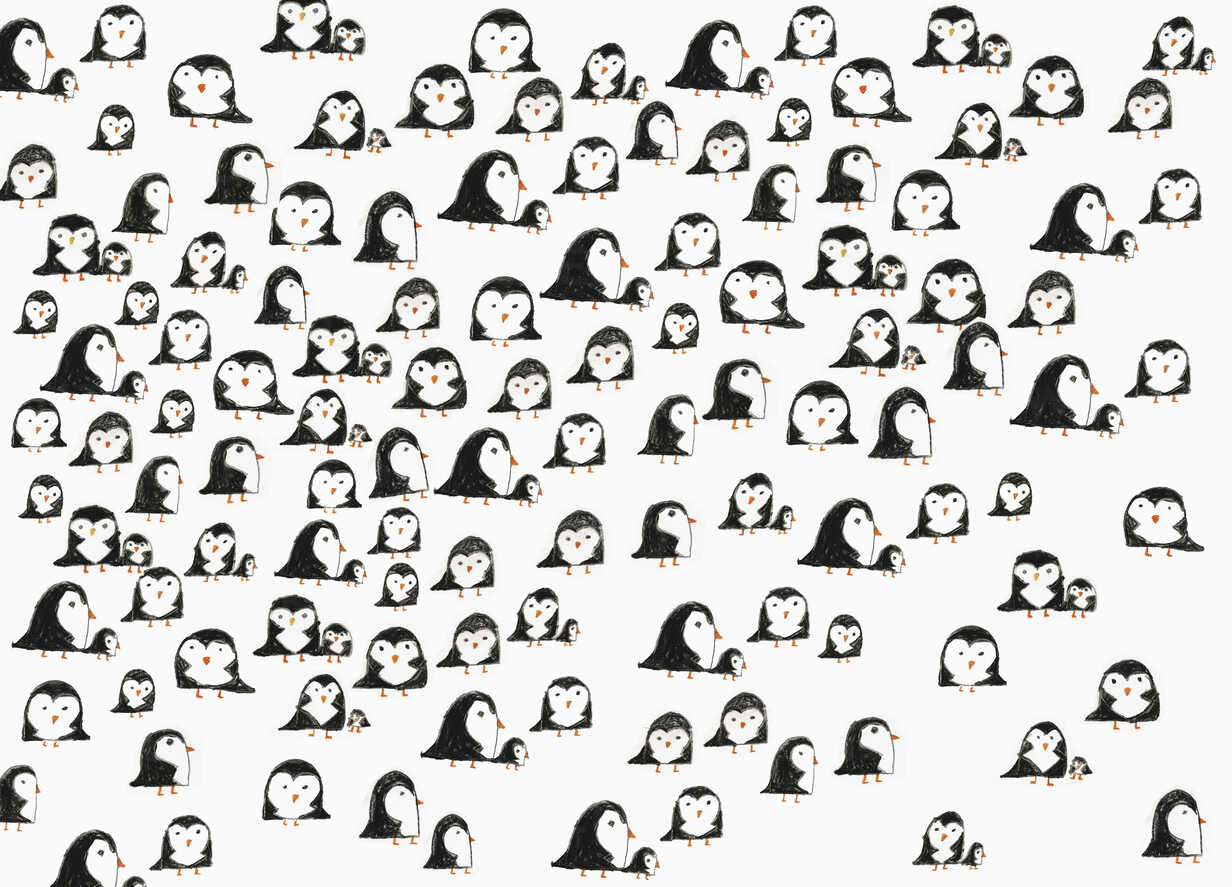 Illustration penguin pattern on white background Stockphoto