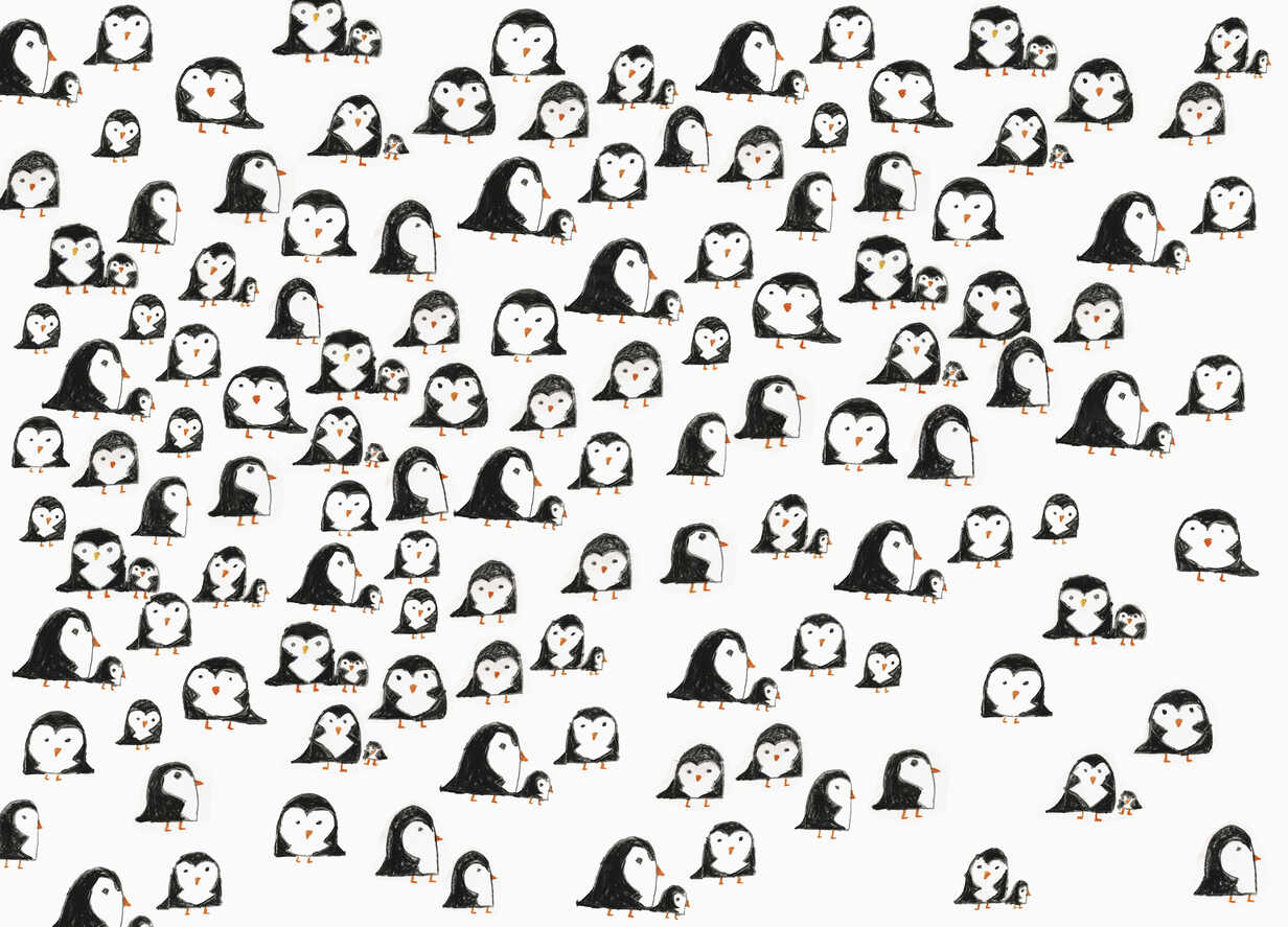 Free Download Illustration Penguin Pattern On White Background