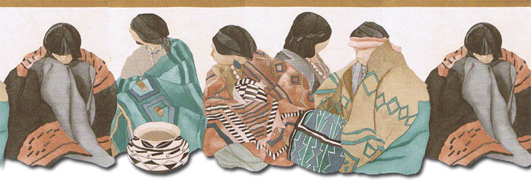 Southwestern Indian Women Blanket Pottery Wallpaper Border El49033db
