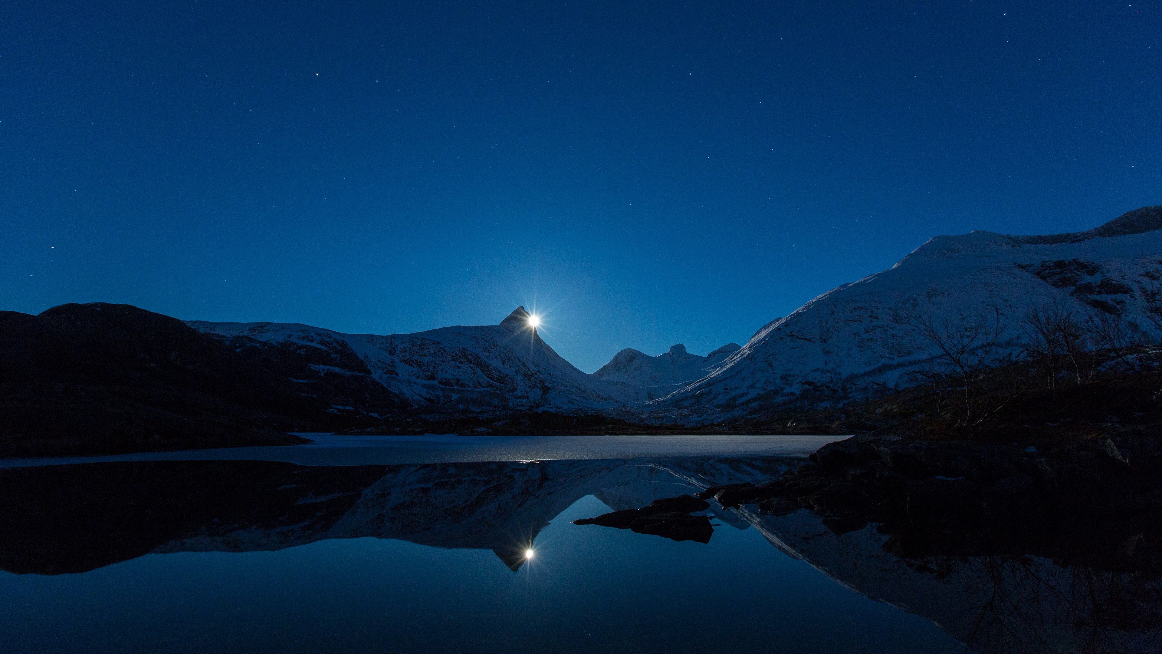 Clear Sky Night Landscape 4k Wallpaper HD Nature Image