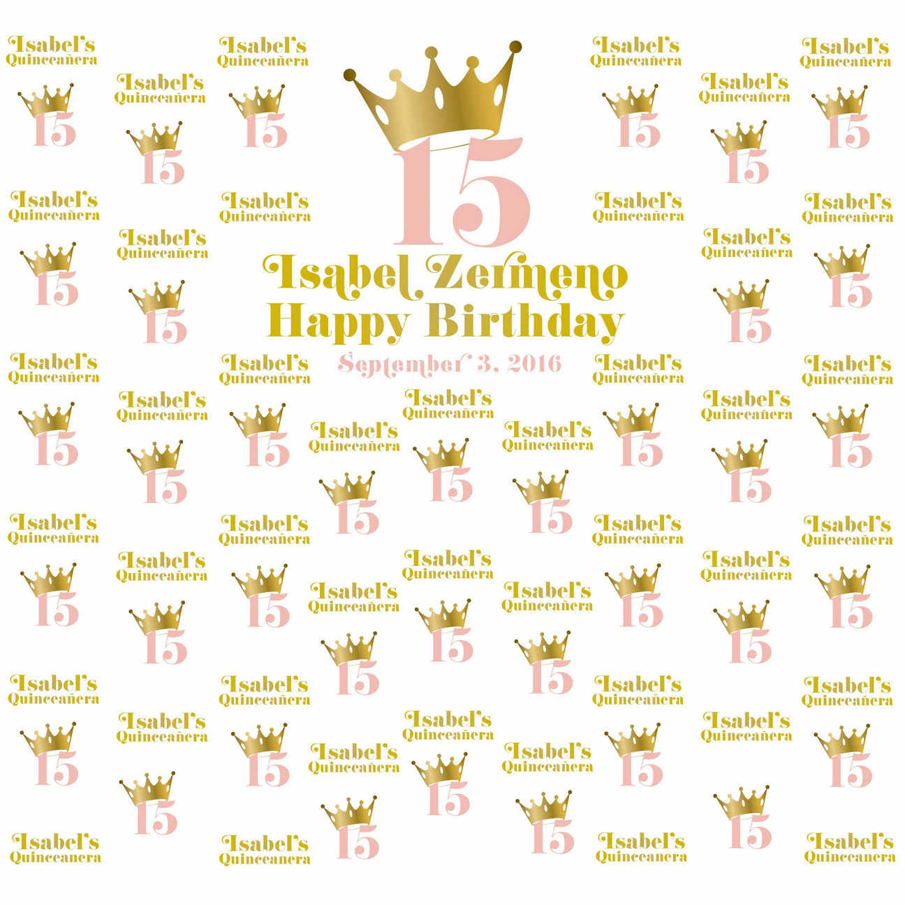 Custom Mis Quince Gold Princess Crown Happy BirtHDay Photo