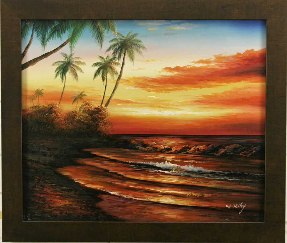 Tropical Island Sunset Painting Desktop Backgrounds for Free HD