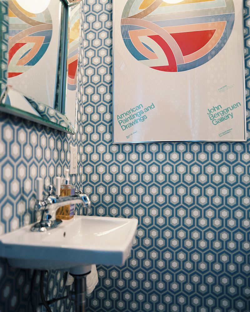 Retro Modern Bathroom With Wallpaper