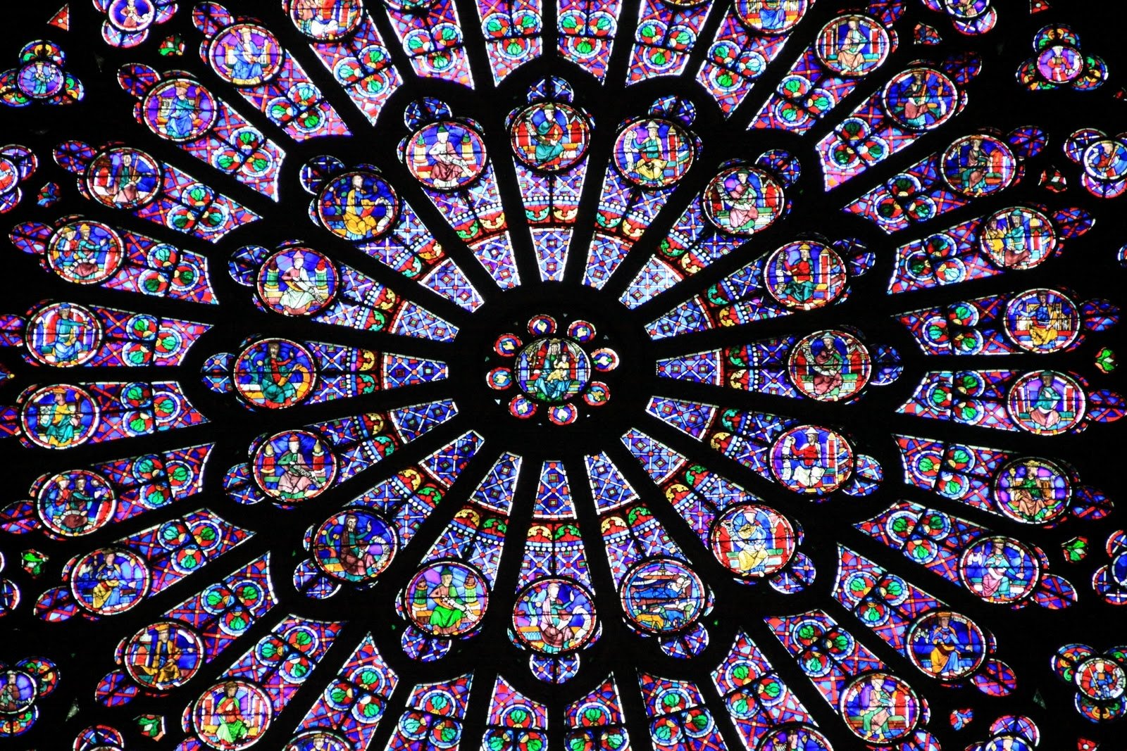 Stained Glass On Ceiling Of Notre Dame Cathedral Wallpaper And
