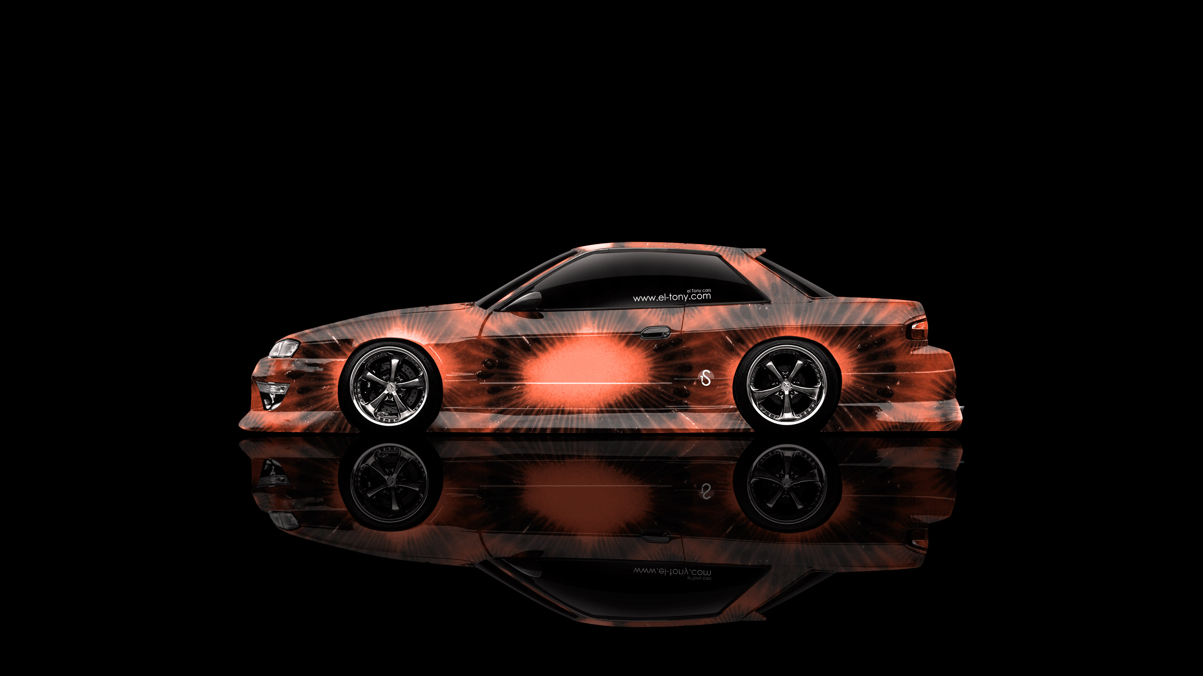  S13 JDM Side Kiwi Aerography Car 2014 Orange Colors 4K Wallpapers