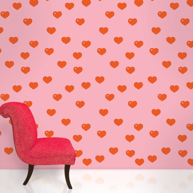 Free download Red hearts removable wallpaper Peel stick vinyl Reusable