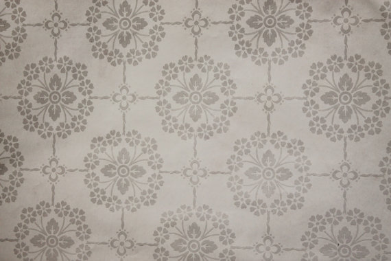 Vintage Wallpaper Sample From With Floral Geometric Pattern In