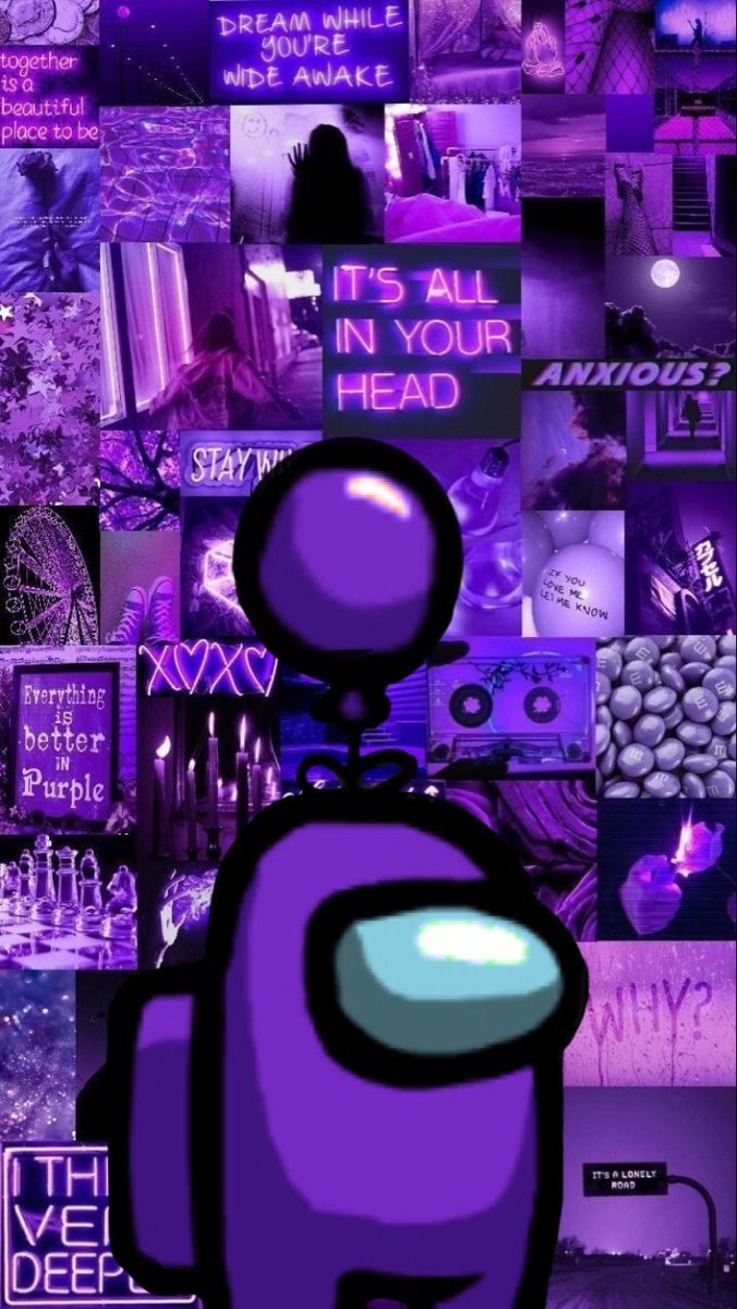 Purple Balloon Among Us Aesthetic Wallpaper Black Phone