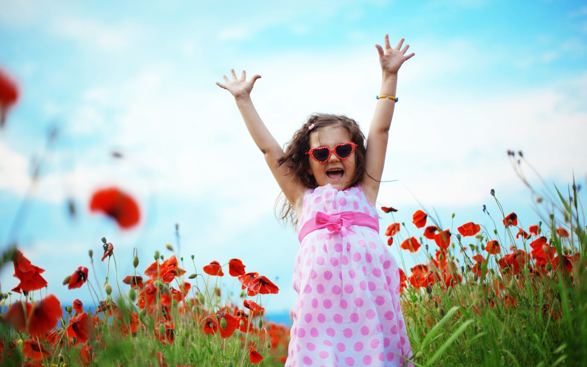 Happy Cute Cool Child Girl Dancing In Garden Wallpapers Unique HD