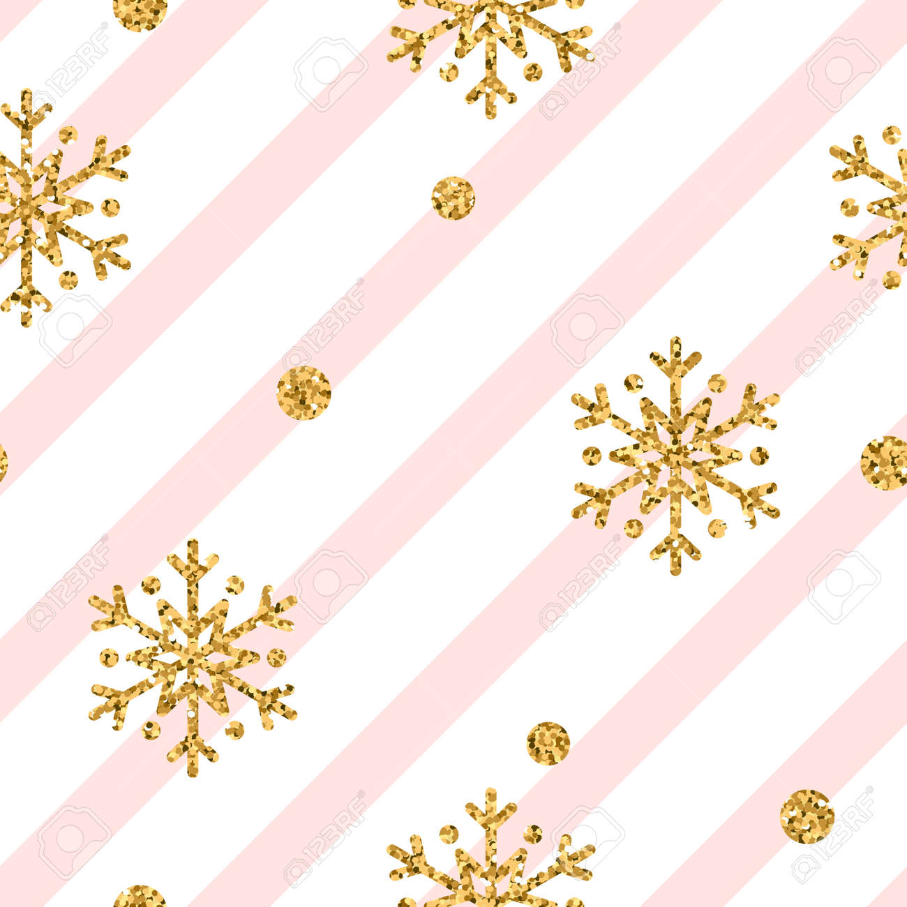 Christmas Gold Snowflake Seamless Pattern Golden Glitter