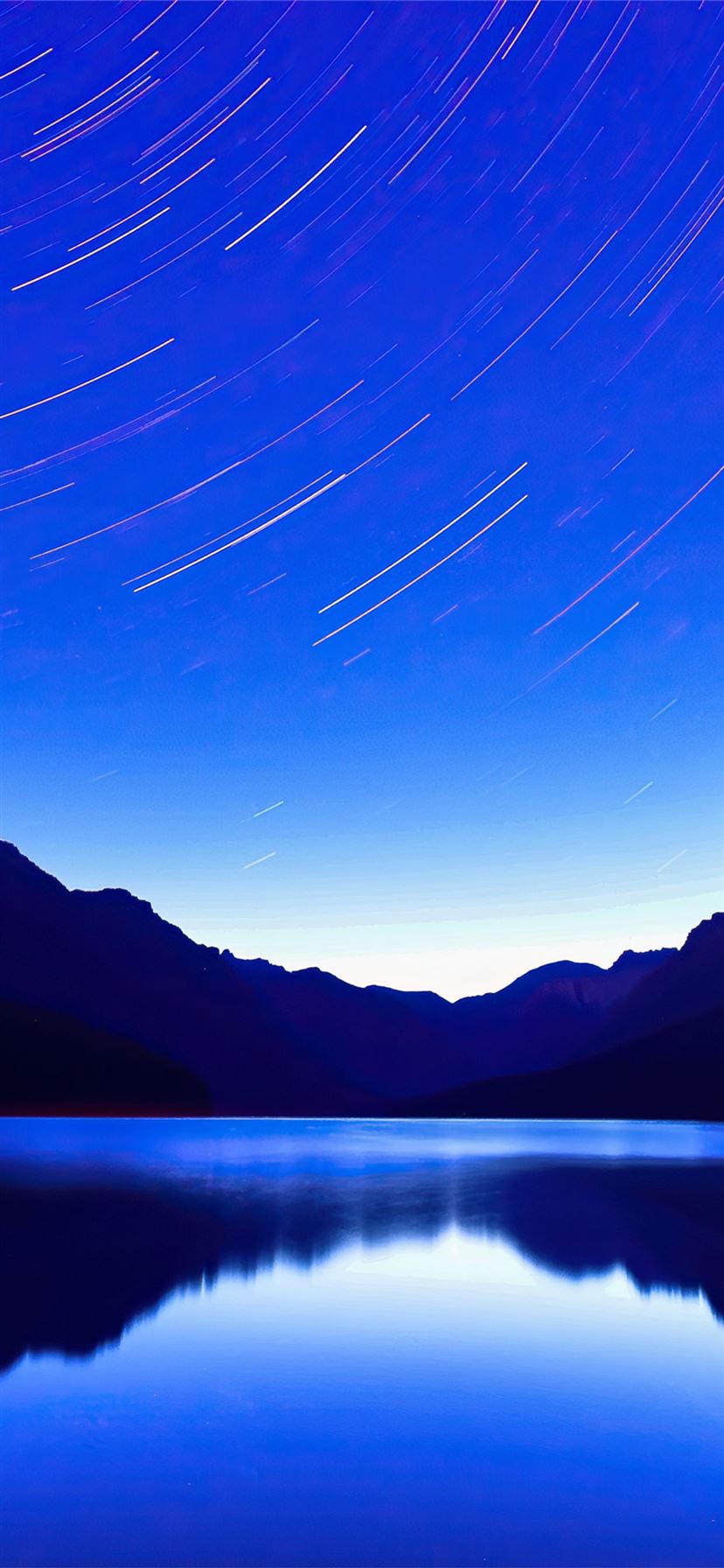 Blue Lake Star Trails 4k iPhone Wallpaper