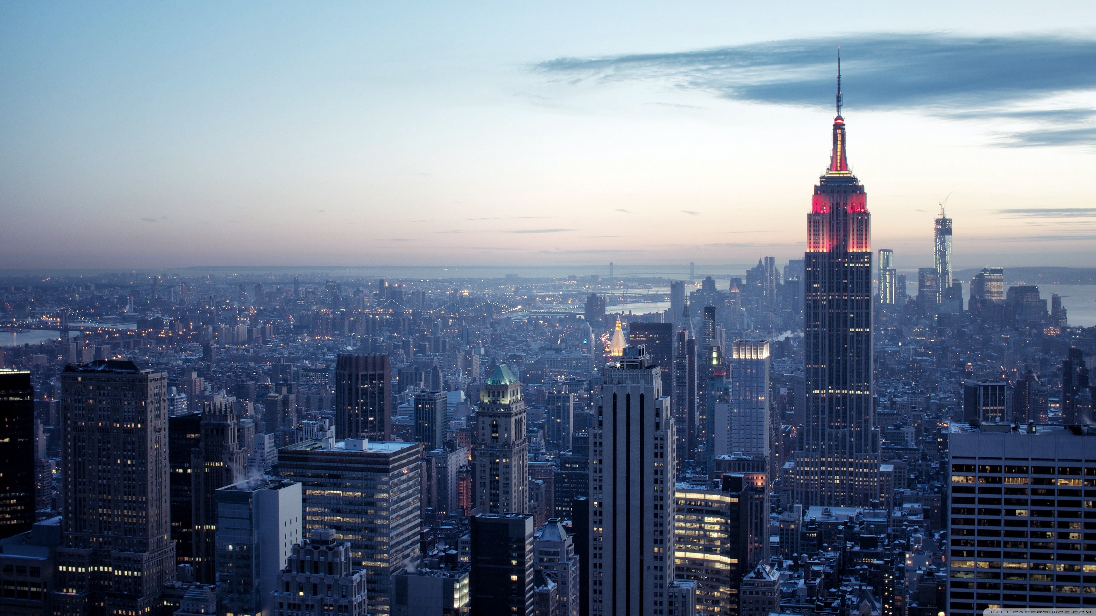 New York City Winter Sunset 4k HD Desktop Wallpaper For