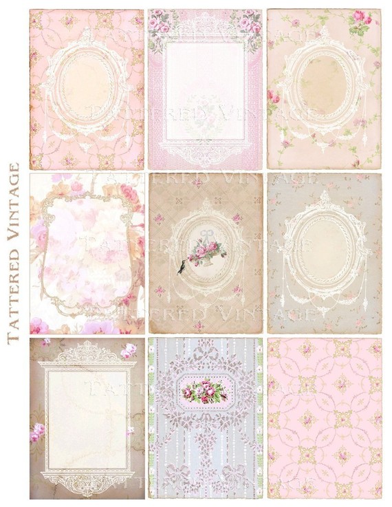 Shabby Antique Wallpaper Chic Atc Background Digital Collage Sheet