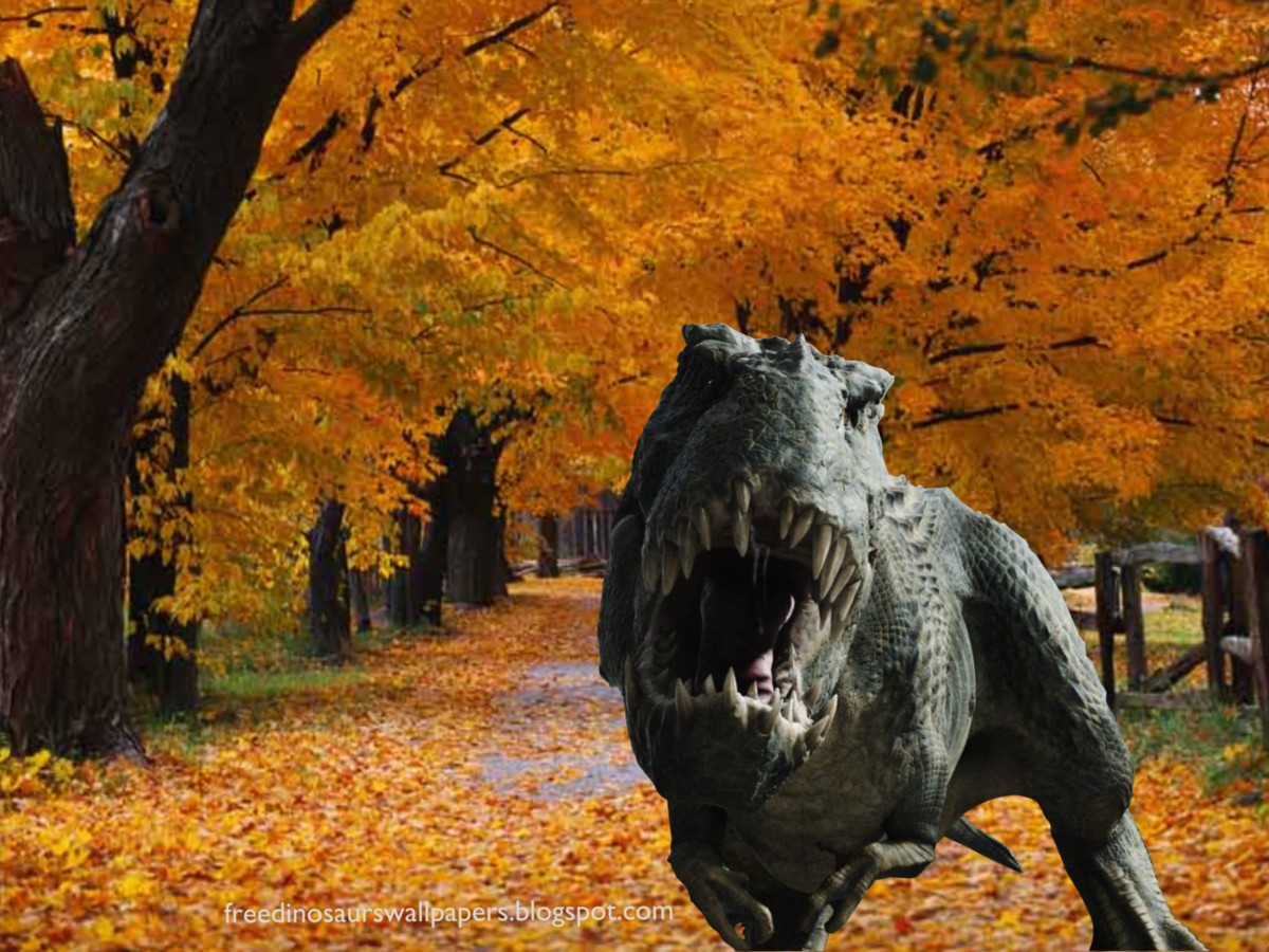Dinosaurs Wallpaper Tiranausaurus Rex T In Autumn Trees