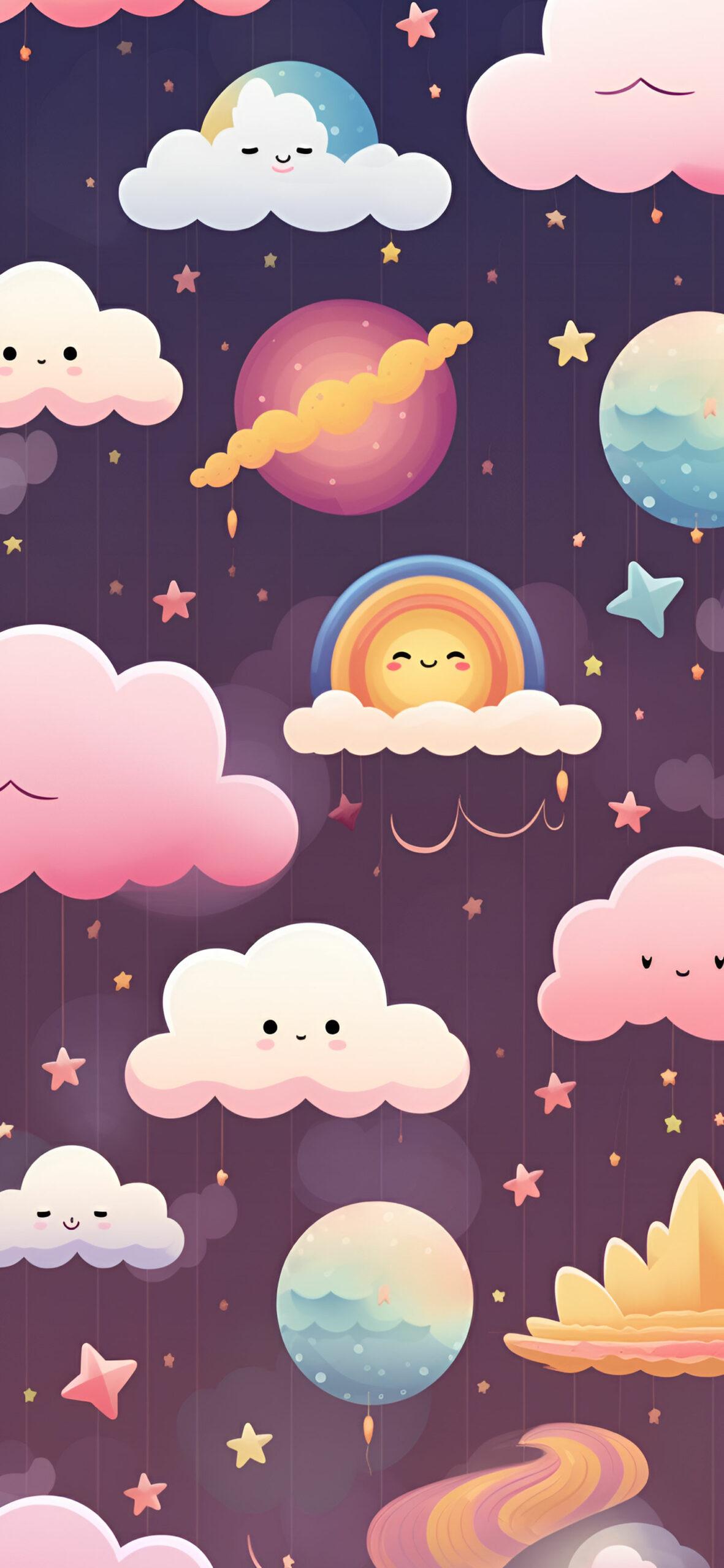 Cute Clouds And Plas Pattern Wallpaper 4k