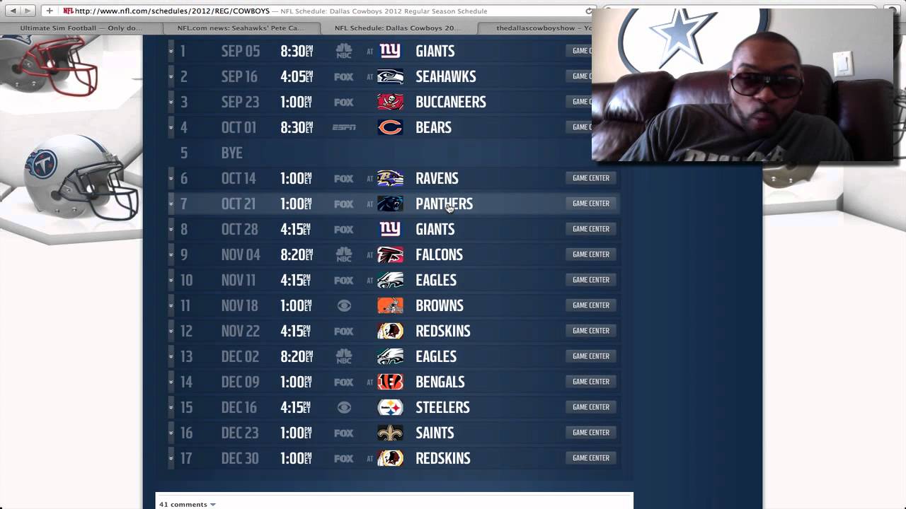 Dallas Cowboys Schedule Released
