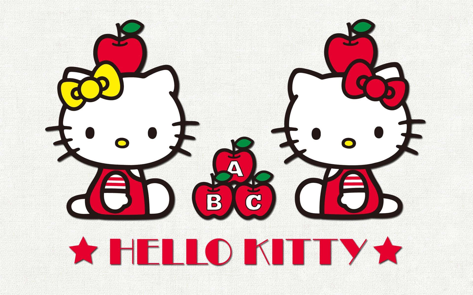 Hello Kitty And Mimmy White Background Wallpaper