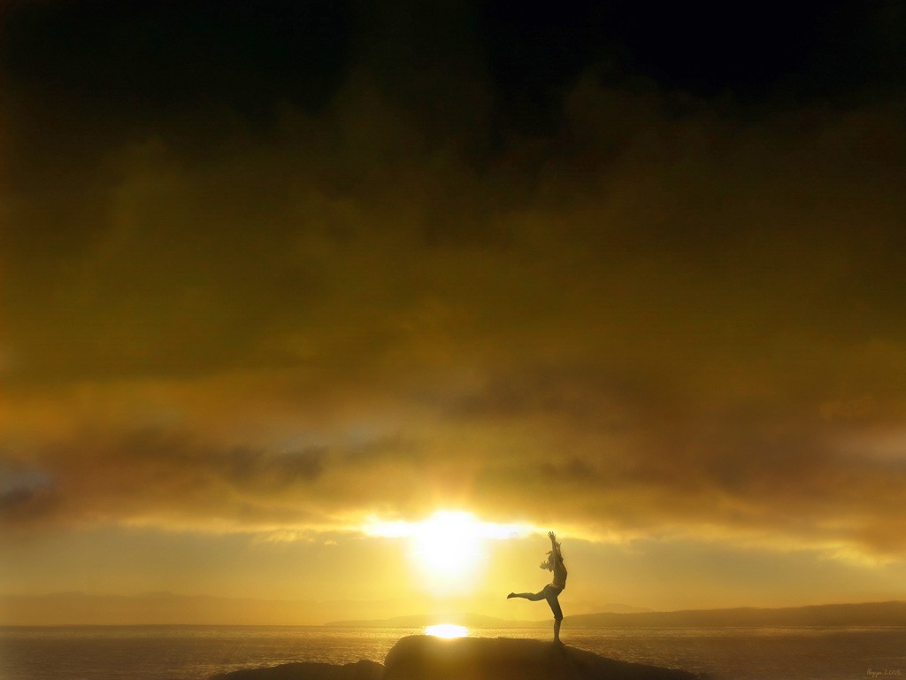 Yoga On A Jetty Wallpaper Myspace Background