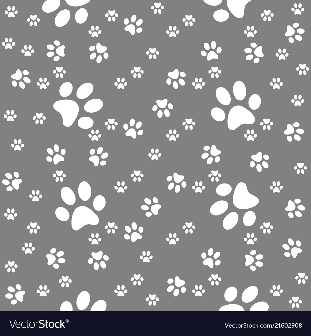 Paws Grey Pattern Paw Background Royalty Vector Image