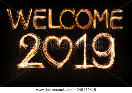 Royalty free Welcome 2018 word made from sparkler