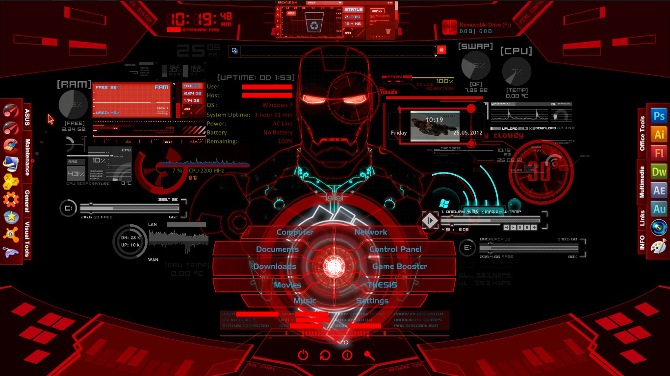 Iron Man JARVIS   Project Red by asusk43sdj 1366x768
