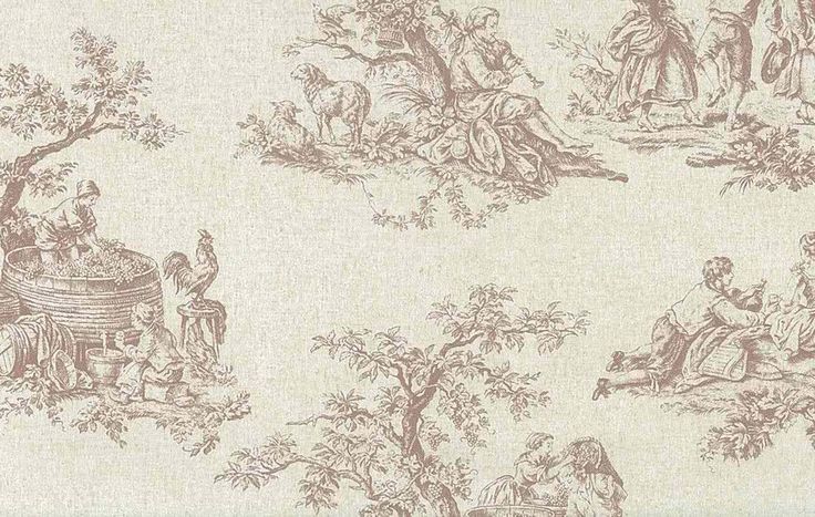 Norwall Brown Cream Toile Wallpaper Rolls Grape Harvest Country