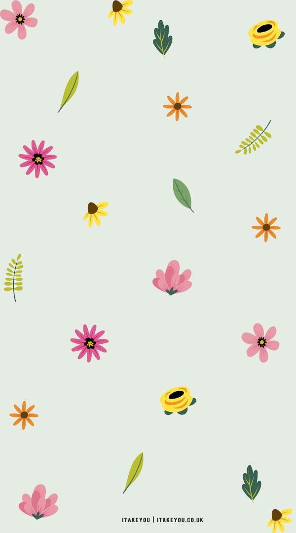 Cute Spring Wallpaper Ideas Floating Floral Blue Background I