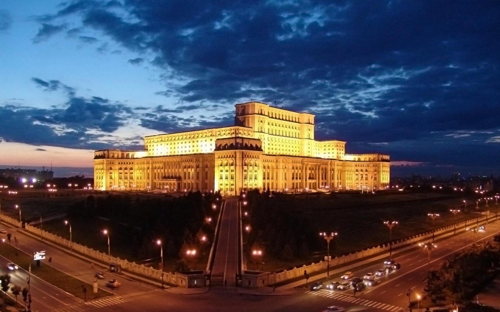 House Of Parliament Bucharest Romania Widescreen Wallpaper