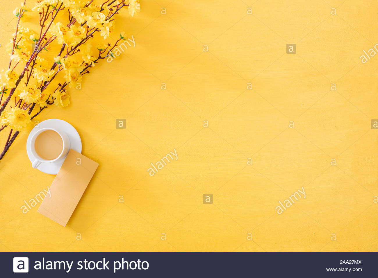 Lunar New Year Decoration On A Yellow Gold Background Tet Holiday