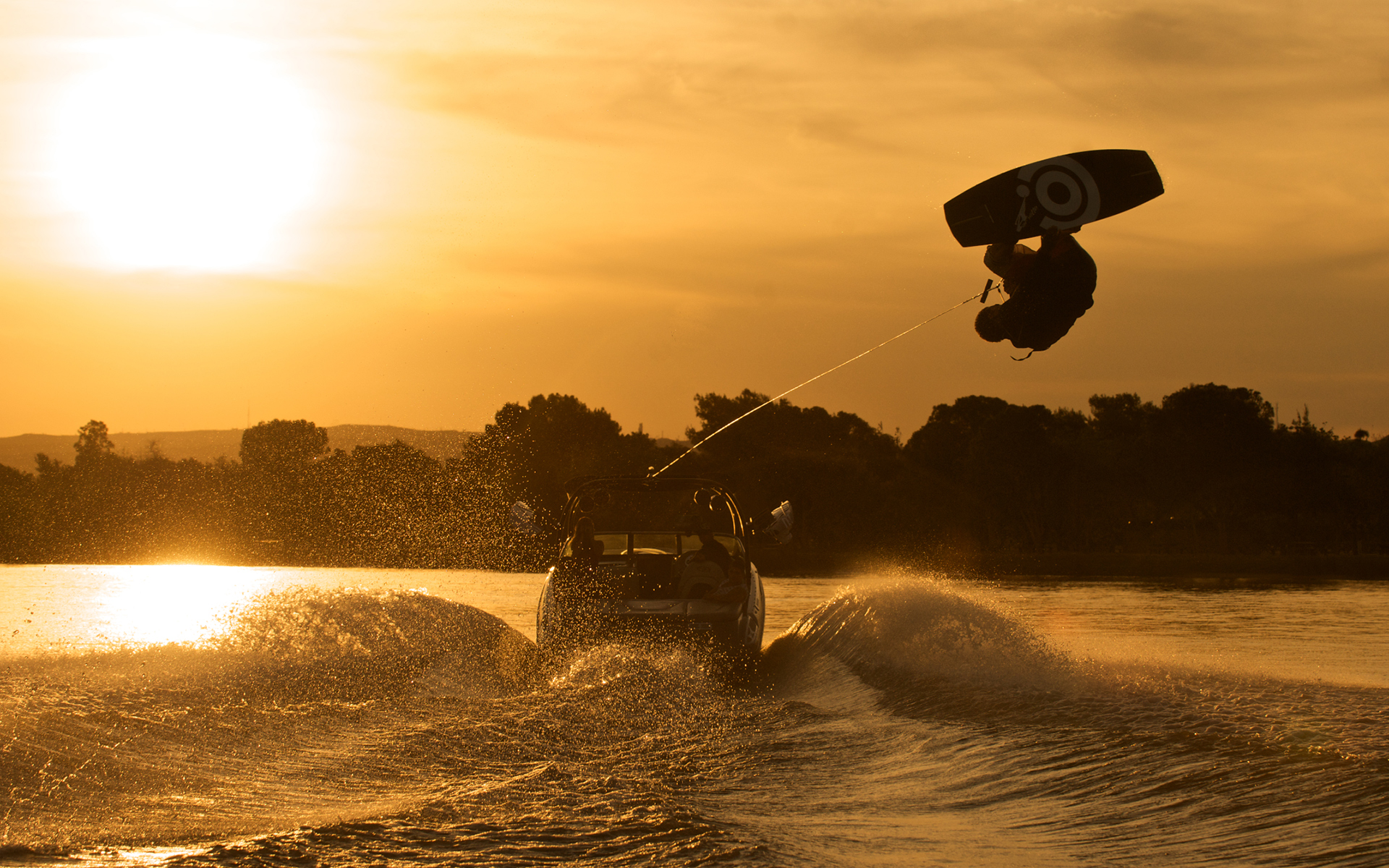 Wakeboarding At Sunset HD Wallpaper Background Image