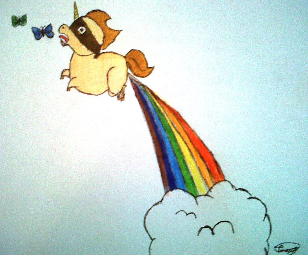 Butterfly Eating Rainbow Pooping Ninja Unicorn By Chocoluverr On