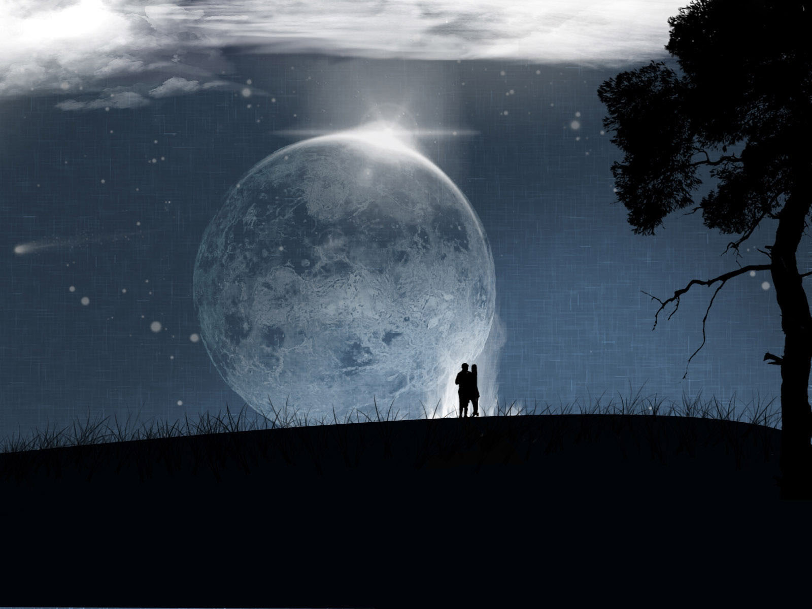 3d Couple In Moonlight Desktop Wallpaper HD
