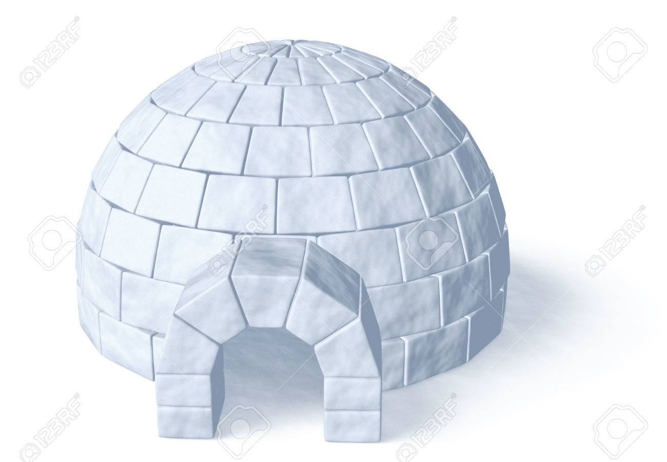 Igloo Icehouse Isolated On White Background Three Dimensional